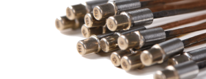 14 stacked stick sensors S. The sensor consists of a round, metallic sensor head and an arbitrarily long copper cable.